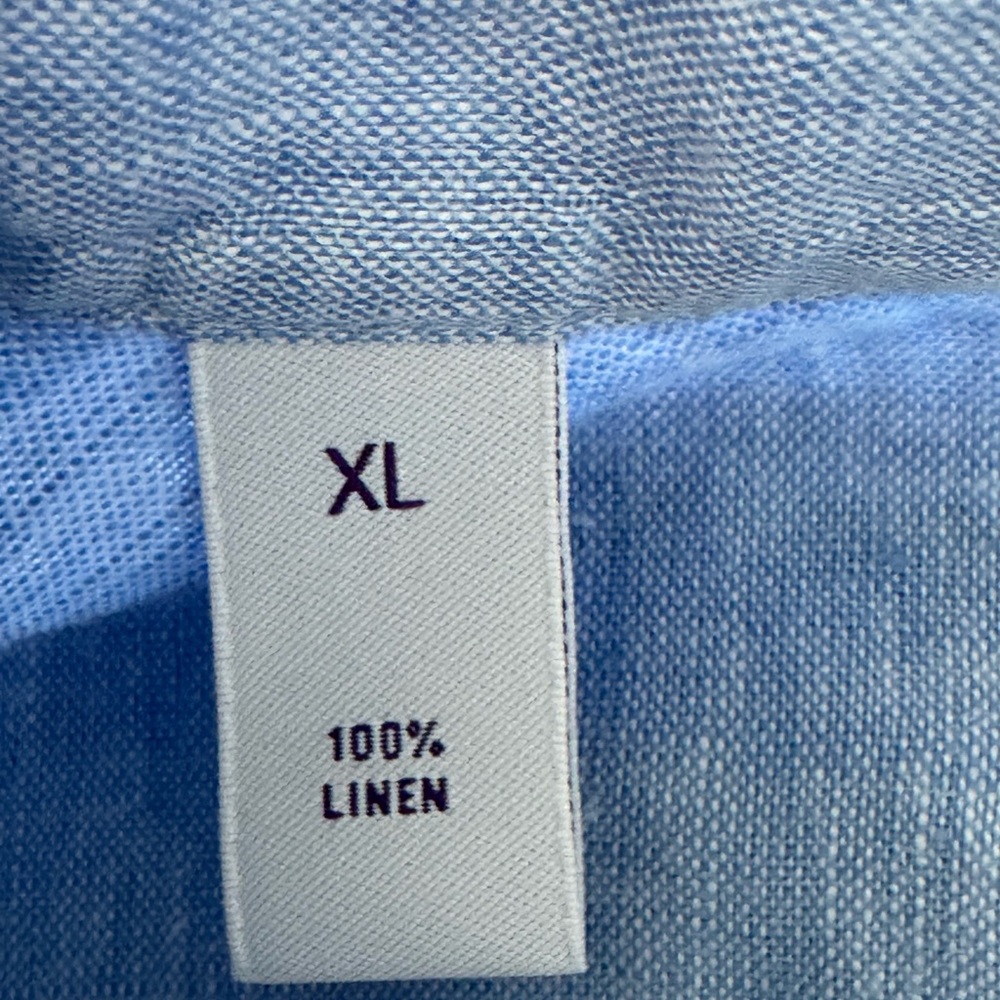 Ralph Lauren Purple Label Linen Sky Blue Casual Button Down Shirt Men’s SZ XL - Picture 10 of 15